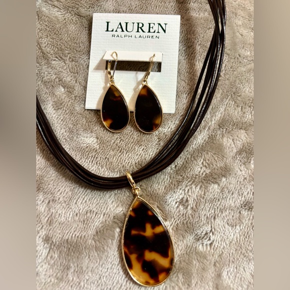 NWT | Ralph Lauren tortoise Necklace/Earring Set - Picture 5 of 6